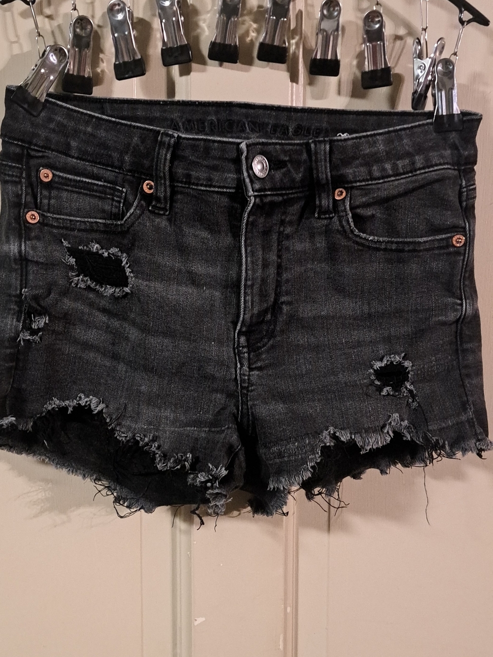 American Eagle Outfitters Black Distressed Cutoff Jean Shorts